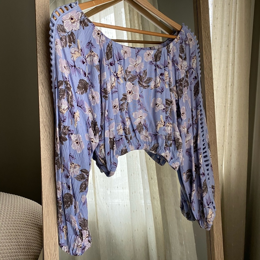 Floral Long Sleeve Crop Top